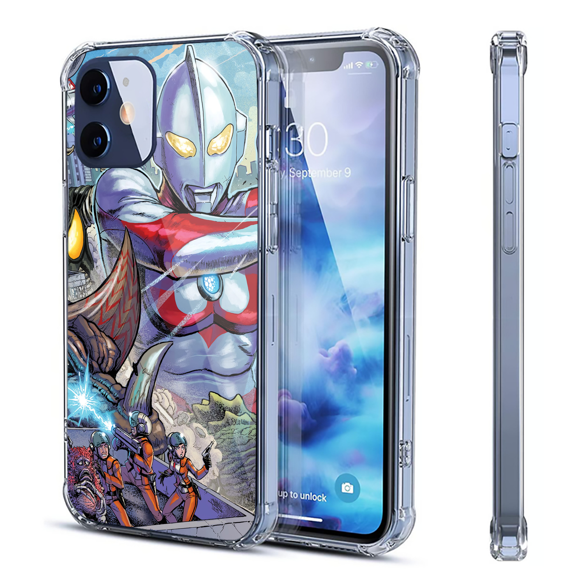 （画像用） ウルトラマン Ultraman 【iPhone 12シリーズ対応】透明スマホケース（クリアソフトケース）